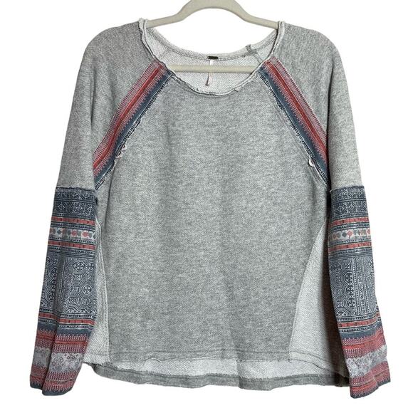 Free People Women's Sweater Distressed Western Aztec Print Pullover Sz Small - Picture 2 of 8